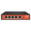 Wi-Tek WI-PE51G Plug n' Play Gigabit PoE-Powered PoE Extender / Splitter Switch -> 1x PoE Input -> 4x PoE Outputs -> Supports Extend Mode for Long Distance