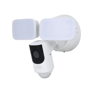 D-Tech DH-IPC-WL46A Dual-Band Wireless 230VAC-Powered FloodLight H265 4MP IP IR (10m) + Warm-White-Light (30m) Weatherproof FloodLight Camera with 2.8mm Fixed Lens - Built-in Audio Mic + Speaker + 100dB Siren - Human / Vehicle Detection