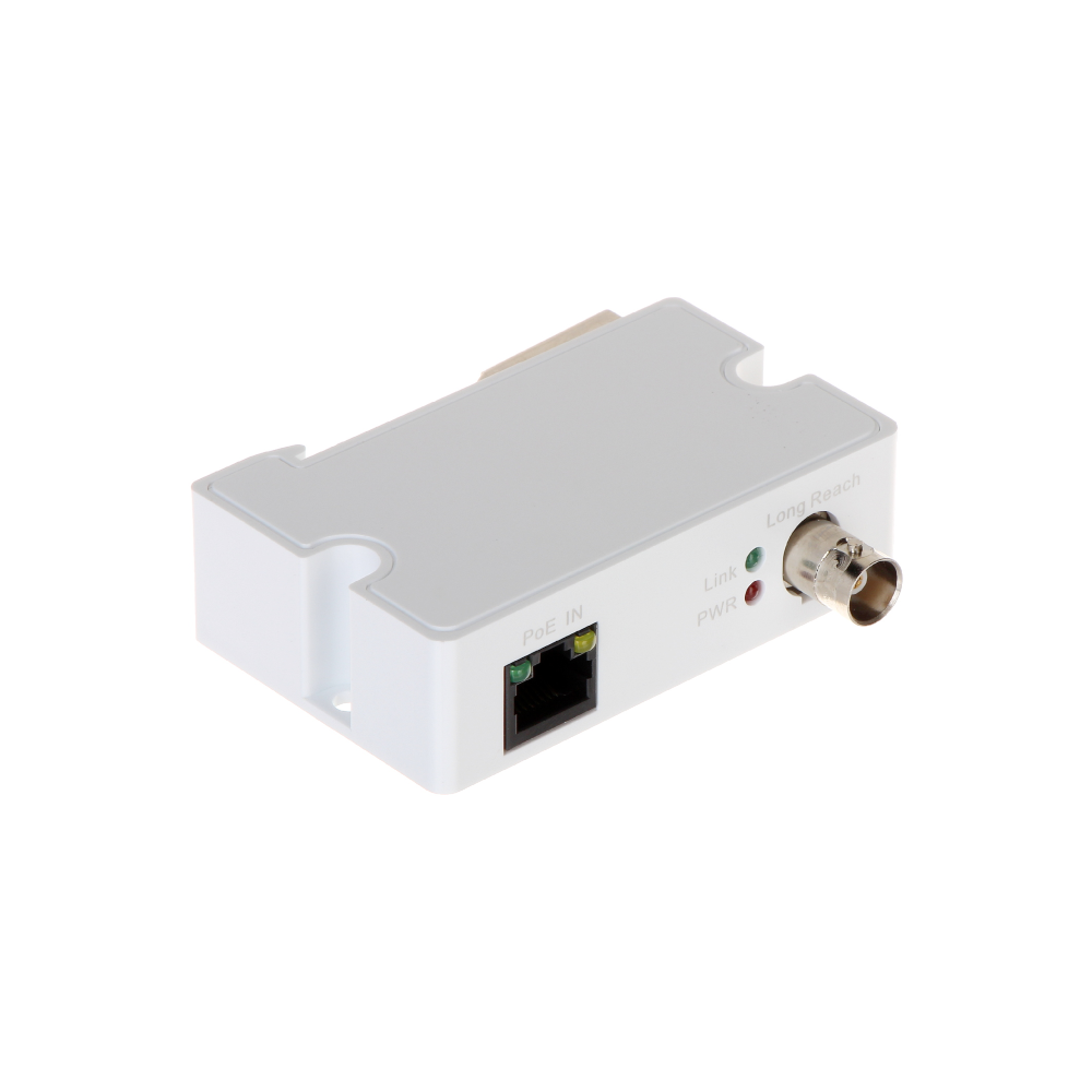 D-Tech DH-LR1002-1EC DIN-RAIL IP / PoE over Coax Converter / Extender - Single Unit - PoE Source-end Unit - Requires PoE Input