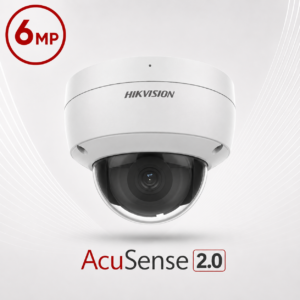 Hikvision DS-2CD2166G2-ISU-2.8MM AcuSense Generation 2 AI (Artificial Intelligence) Darkfighter-Powered H265 6MP PoE IP EXIR (30m) 120dB True-WDR Low-light (0.003 Lux Colour) Weatherproof Vandalproof Dome Camera with 2.8mm Fixed Lens - With Built-in Audio Mic - Alarm Input / Output