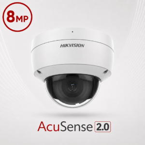 Hikvision DS-2CD2186G2-ISU-2.8MM AcuSense Gen 2 AI (Artificial Intelligence) Deep Learning H265 4K 8MP DarkFighter-Powered Ultra-Low-Light (0.003 Lux Colour) 120dB True-WDR Vandalproof Dome Camera with 2.8mm Fixed Lens - With Built-in Audio Mic - With Audio In/Out + Alarm In/Out Interface