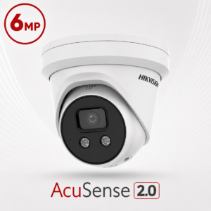 Hikvision DS-2CD2366G2-ISU/SL-2.8MM AcuSense Gen 2 H265 6MP PoE IP Darkfighter-Powered Low-Light (0.003 Lux) EXIR (30m) 120dB True-WDR Weatherproof Eyeball Turret Camera with 2.8mm Fixed Lens, with Built-in Audio Mic + Speaker + Strobe + Siren - With Audio In/Out & Alarm In/Out