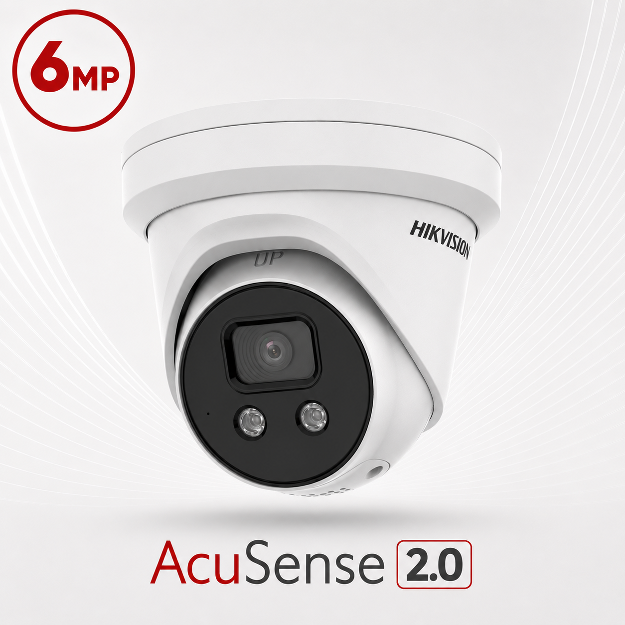 Hikvision DS-2CD2366G2-ISU/SL-2.8MM AcuSense Gen 2 H265 6MP PoE IP Darkfighter-Powered Low-Light (0.003 Lux) EXIR (30m) 120dB True-WDR Weatherproof Eyeball Turret Camera with 2.8mm Fixed Lens, with Built-in Audio Mic + Speaker + Strobe + Siren - With Audio In/Out & Alarm In/Out
