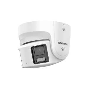 Hikvision DS-2CD2387G2P-LSU/SL Panoramic Dual-Sensor ColorVu AcuSense Gen 2 Deep-Learning AI (Artificial Intelligence) H265 4K 8MP PoE IP White-Light (30m) 130dB True-WDR Active-Deterrence Weatherproof Eyeball Turret Camera with 180° Ultra-Wide-Angle Horizontal FoV with 44° Vertical FoV - Built-in Audio Mic + Speaker + Strobe + Siren - Alarm In/Out and Audio Line In/Out