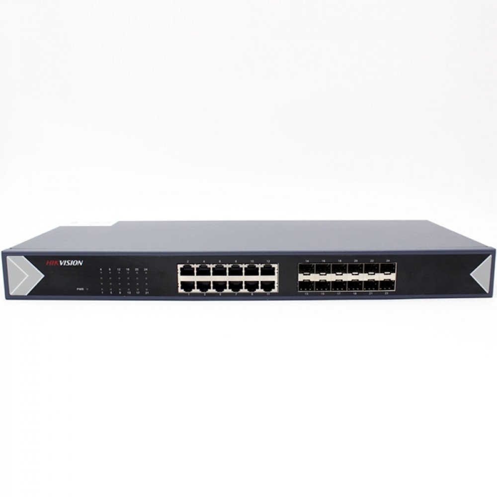 Hikvision DS-3E0524TF Pro-series 1U Rackmount Unmanaged 24-Port Gigabit Network Fibre Switch - 12 * Gigabit Ethernet Ports + 12 * Gigabit Fibre SFP Ports