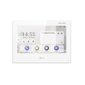 Hikvision DS-KH9510-WTE1 Android PoE IP Video Intercom Indoor Touchscreen Display Monitor – 10″ (10-Inch) Size – PoE Powered OR 12VDC Powered – Built-in WLAN - White Frame