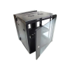 Dynamix RSFDS12 12RU Universal Swing Wall Mount Cabinet - Lockable Glass Front Cover - 600 x 550 x 635mm - Black Colour Cabinet