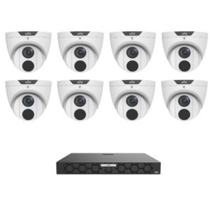 Uniview UNV6MPIPKIT4-L EasyStar 6MP IP CCTV Kit Includes 1 * NVR502-16B-P16-IQ AI NVR (Without HDD) + 8 * IPC3616LE-ADF28KM-G EasyStar 6MP IP Turret Cameras