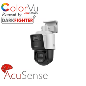 Hikvision DS-2SE3C404MWG-E/14 TandemVu H265 PoE IP Dual-Channel (1 * 4MP Overview Fixed Channel + 1 * 4MP 4x Optical Zoom PTZ Channel) Smart-Dual-Light (40m IR for PTZ + 30m IR & 30m White-Light For Fixed Channel) Weatherproof Smart-Linkage Tracking PTZ (Pan Tilt Zoom) Camera - ColorVu + AcuSense Technology