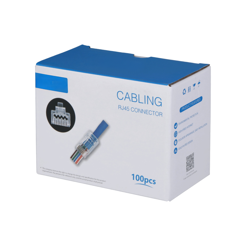 D-Tech DH-PFM976-531-PT Network UTP CAT5E 15U" Pass Through RJ45 Plug / Connector - Supplied in Box of 100* Pieces