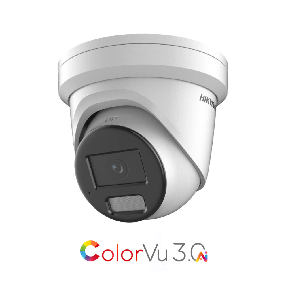 Hikvision DS-2CD2387G3-LI2UY Pro-series ColorVu 3.0 Deep-Learning AI (Artificial Intelligence) 4K 8MP PoE IP Smart Hybrid Light (40m IR + 40m White-Light) 130dB True-WDR Weatherproof Eyeball Turret Camera with 2.8mm Fixed Lens - Built-in Audio Mic