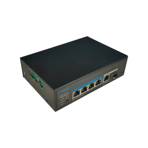 Utepo UTP6306TS-PSD-W Unmanaged Industrial DIN-RAIL Full-Gigabit Network PoE Switch with 4* GbE PoE Ports + 1* GbE Uplink Port + 1* SFP Slot - Supports 12V~57VDC Input