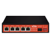 Wi-Tek WI-PS306GF-UPS(V3) Unamanged Gigabit Network PoE Switch - 5* GbE PoE Ports + 1* SFP Slot - 12VDC/24VDC Solar Powered - Built-in MPPT Controller - 120W PoE Output