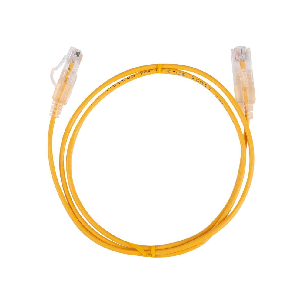 Dynamix PLSY-C6-0.5 0.5m CAT6A 10G Yellow Ultra-Slim UTP Patch Lead (30AWG) with RJ45 Unshielded Gold Plated Connectors - Supports PoE IEEE 802.3af (15.4W)