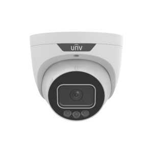 Uniview IPC3638SS-ADF28KMC-I1 Prime-Series Tri-Guard Active-Deterrence AI (Artificial Intelligence - Human / Vehicle based Alerts) H265 4K 8MP PoE IP EXIR (30m) Warm-White-Light (30m) 130dB True-WDR Ultra-Low-Light (0.001 Lux Colour) Weatherproof Eyeball Turret Camera with 2.8mm Fixed Lens - with Built-in Audio Mic + Speaker + Strobe + Siren