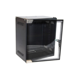 Dynamix R10WM9D Mini Cabinet for 10'' Panels - W280 x D310 x H462mm - Supplied in a Flat Pack - Includes Front Glass Door + Wall-mount Bracket - Powder Coated Black Finish