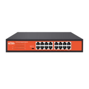 Wi-Tek WI-SG116D(V3) 16-Port Full-Gigabit 1U Rackmount Ethernet Switch - Unmanaged - Metal Case - Supports Extend Mode - 230VAC Input