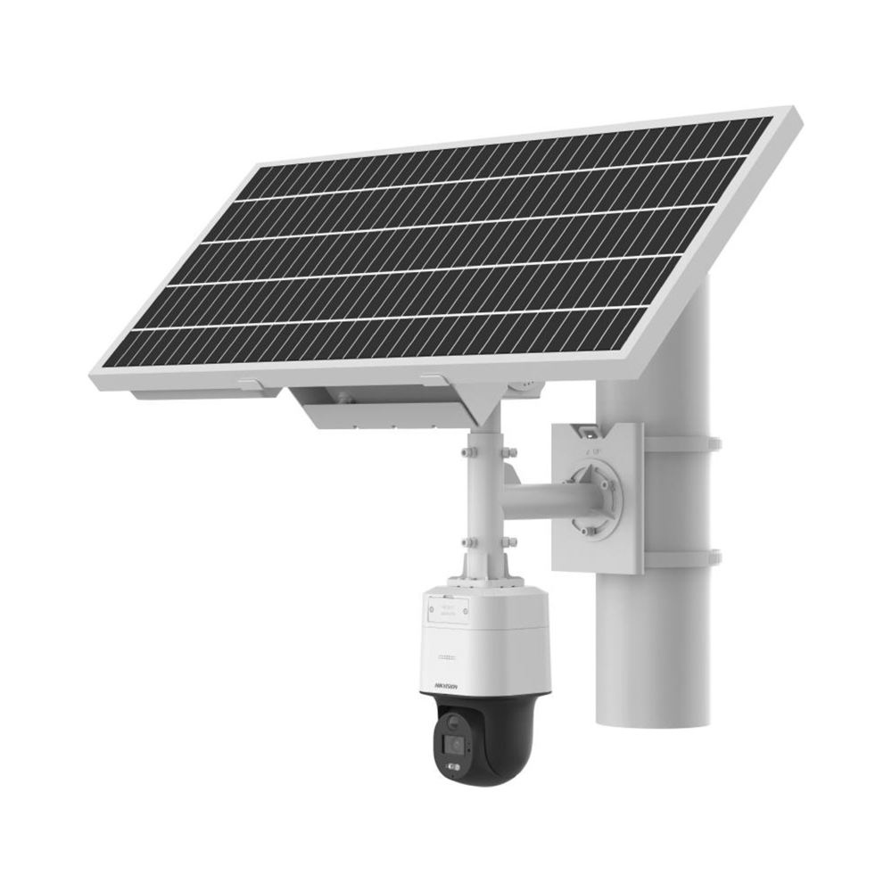 Hikvision DS-2XS3Q47G1-LDH/4G Solar-Powered Series 4MP 4G/LTE ColorVu PT (Pan & Tilt) Camera with 4MM Fixed Lens - Built-in Mic + Speaker (2-Way Audio) - 40w Solar Panel + 16.8Ah Battery