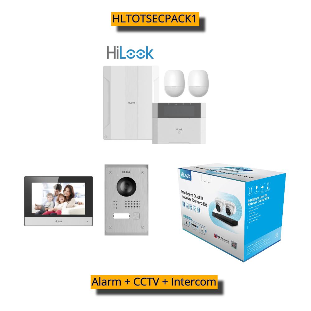 HiLook HLTOTSECPACK1 Total Security Package # 1 -> Includes 1 * IK-2146TH-MM/P CCTV Kit + 1 * HA-ALARM-KIT1 Alarm Kit + 1 * HA-KIT-PY2 Intercom Kit