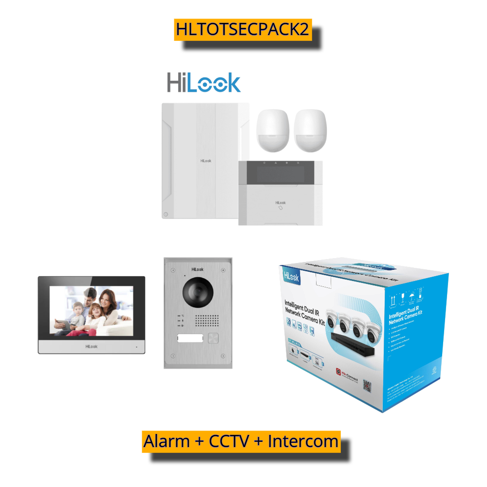 HiLook HLTOTSECPACK2 Total Security Package # 2 -> Includes 1 * IK-4246TH-MM/P CCTV Kit + 1 * HA-ALARM-KIT1 Alarm Kit + 1 * HA-KIT-PY2 Intercom Kit