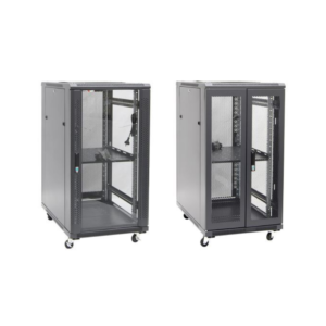 Dynamix RSR22-6X6 22RU Server / Network / Data Cabinet - 600mm Deep (600 x 600 x 1190mm) - Includes 1* Fixed Shelf + 4* Fans + 25* Cage Nuts + 4* Castors & 4* Level Feet - Glass Front Door with Mesh Rear Door