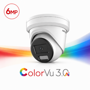 Hikvision DS-2CD2367G3-LIS2UY/SL-2.8MM ColorVu 3.0 AcuSense 3.0 Active-Deterrence Deep-Learning AI (Artificial Intelligence) 6MP PoE IP Smart Hybrid Light (30m IR + 30m White-Light) 130dB True-WDR Weatherproof Eyeball Turret Camera with 2.8mm Fixed Lens - Built-in Audio Mic + Speaker + Strobe + Siren - 108.8° Horizontal Field of View