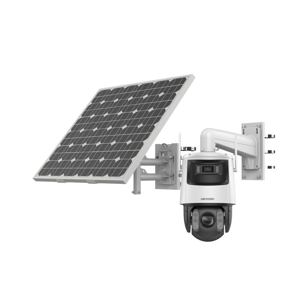Hikvision DS-2SE7C432IWG-K/4G/14(F0) Solar-Powered Series TandemVu Dual-Channel (1* 4MP Fixed Overview with 30m IR Range + 1* 4MP Auto-Tracking 32x Optical Zoom PTZ with 100m IR Range) 4G/LTE Solar-Powered PTZ Camera Kit - Includes Solar Panel + Battery