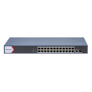 Hikvision DS-3E1526P-EI Smart-Managed-Series 1U Rackmount Full-Gigabit Network PoE Switch with 24 * GbE PoE Ports + 1 * GbE Uplink Port + 1 * SFP Slot - 370w PoE Output - Supports Extend Mode