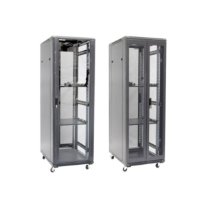Dynamix RSR37-6X6 37RU Server / Network / Data Cabinet - 600mm Deep (600 x 600 x 1853mm) - Includes 2* Fixed Shelves + 4* Fans + 25* Cage Nuts + 4* Castors & 4* Level Feet - Glass Front Door with Mesh Rear Door