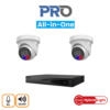HiLook HLPROAIO8MPIPCCTVKIT1 8MP All-In-One IP CCTV Kit with -> 1 * NVR-104MH-K/4P NVR (Without HDD) + 2 * IPC-T289H-MU/SL-2.8MM All-In-One 6MP IP Turret Cameras