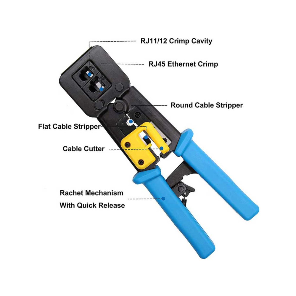 iSecure X-TK01 Multifunction Network RJ11 / RJ12 / RJ45 Pass-Through Crimping Tool - Supports CAT5, CAT5e, CAT6, CAT6A