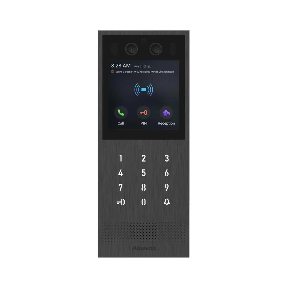 Akuvox X912S 2MP PoE IP IR H264 Weatherproof Vandal-Resistant Video Intercom Unit with 4" Display Panel with Tough Keypad – Face Recognition - Complies with SIP & ONVIF – IP65 & IK10 Rated – Built-in Mifare & EM Card-Reader – Three Relay Output – Supports RS485 & Wiegand