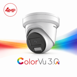 Hikvision DS-2CD2347G3-LIS2UY/SL-2.8MM ColorVu 3.0 AcuSense 3.0 Active-Deterrence Deep-Learning AI (Artificial Intelligence) 4MP PoE IP Smart Hybrid Light (30m IR + 30m White-Light) 130dB True-WDR Weatherproof Eyeball Turret Camera with 2.8mm Fixed Lens - Built-in Audio Mic + Speaker + Strobe + Siren - 111.1° Horizontal Field of View