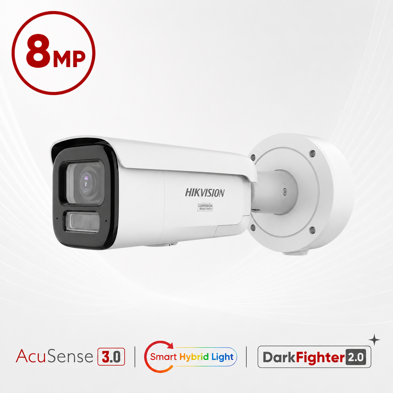 Hikvision DS-2CD3687G3-LIZSUY/SL Ultra-series Active-Deterrence Deep-Learning AI (Artificial Intelligence) 4K 8MP PoE IP Smart Hybrid Light (60m IR + 60m White-Light) 130dB AWDR Weatherproof Bullet Camera with 2.7~13.5mm Motorized Zoom Lens - Built-in Audio Mic + Speaker + Strobe + Siren - NEMA4X Anti-corrosion Coating