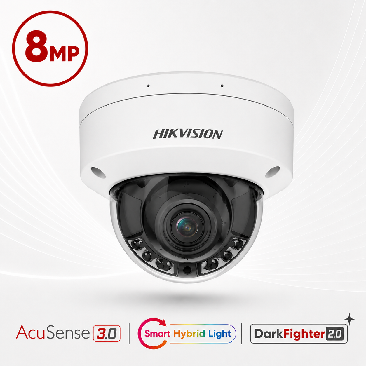 Hikvision DS-2CD3787G3T-LIZSUY Ultra-series Deep-Learning AI (Artificial Intelligence) 4K 8MP PoE IP Smart Hybrid Light (40m IR + 40m White-Light) 130dB AWDR Weatherproof Vandalproof Dome Camera with 2.7~13.5mm Motorized Zoom Lens - NEMA4X Anti-corrosion Coating