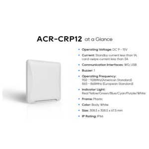 Akuvox ACR-CRP12 Outdoor Weatherproof 915MHz Wireless UHF RFID Reader - Up to 10m Reading Distance - 9VDC ~ 15VDC Powered