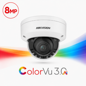 Hikvision DS-2CD2187G3-LIS2UY ColorVu 3.0 AcuSense 3.0 Deep-Learning AI (Artificial Intelligence) 4K 8MP PoE IP Smart Hybrid Light (30m IR + 30m White-Light) 130dB True-WDR Weatherproof Vandalproof Dome Camera with 2.8mm Fixed Lens - Built-in Audio Mic - 108.8° Horizontal Field of View