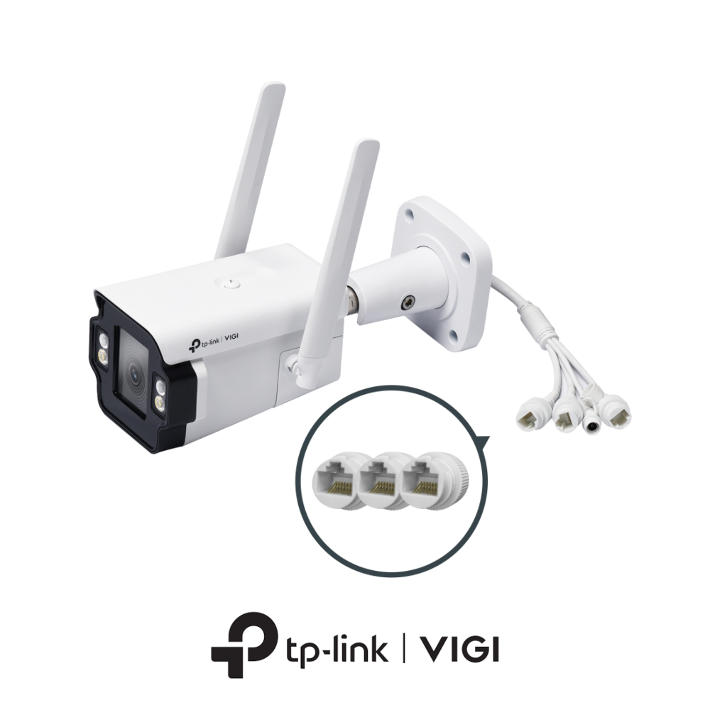 TP-Link VIGI InSight S345-4G LTE Active-Deterrence AI H265 4MP IP Smart-Dual-Light (50m IR + 30m White-Light) Full-Color 120dB True-WDR Weatherproof Bullet Camera with 4mm Fixed Lens - 2-Way Audio (Built-in Mic + Speaker)