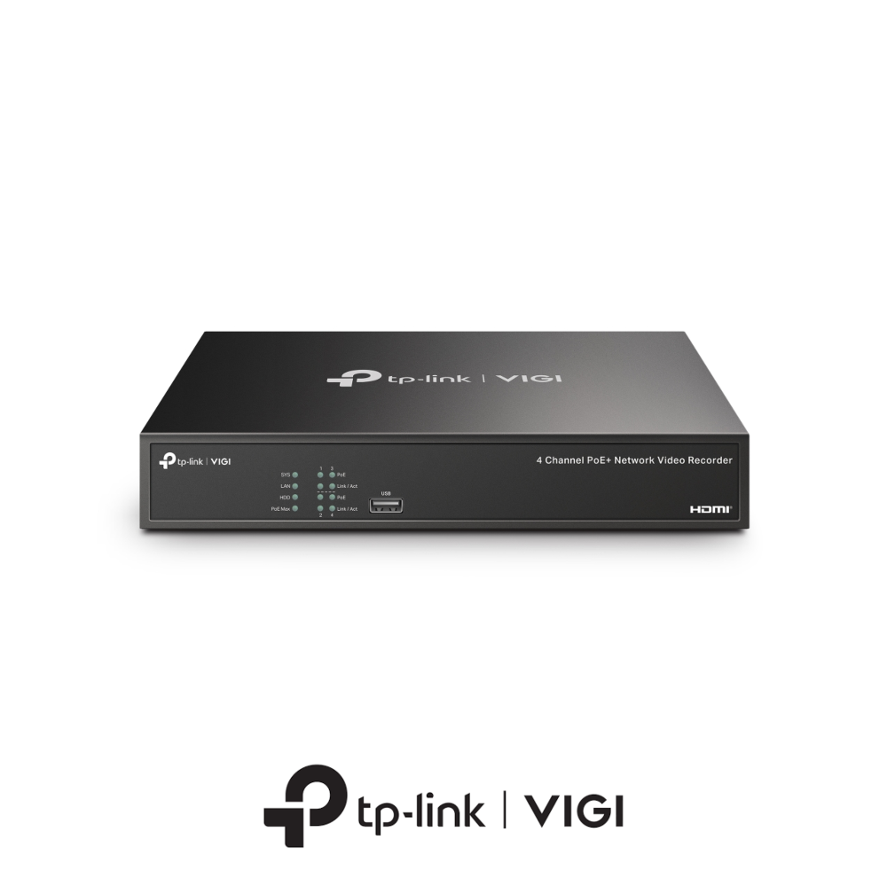 TP-Link VIGI NVR1004H-4P 4K Mini 1U 4-Channel 4* PoE NVR - Without HDD