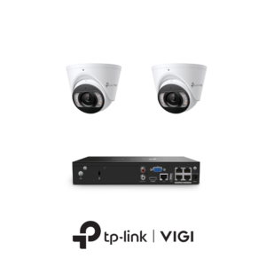 TP-Link VIGI InSight VIGIPROAIO5MPIPCCTVKIT1 - Includes 1 * VIGI NVR1004H-4P (Without HDD) + 2 * VIGI InSight S455 5MP Active-Deterrence AI Smart-Dual-Light Turret Cameras - 2-Way Audio