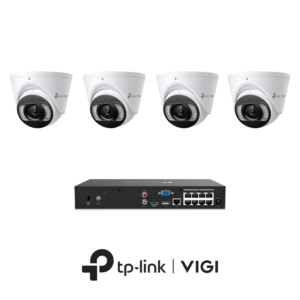 TP-Link VIGI InSight VIGIPROAIO5MPIPCCTVKIT3 - Includes 1 * VIGI NVR1008H-8MP (Without HDD) + 4 * VIGI InSight S455 5MP Active-Deterrence AI Smart-Dual-Light Turret Cameras with 2-Way Audio