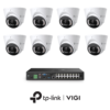 TP-Link VIGI InSight VIGIPROAIO5MPIPCCTVKIT4 - Includes 1 * VIGI NVR2016H-16MP (Without HDD) + 8 * VIGI InSight S455 5MP Active-Deterrence AI Smart-Dual-Light Turret Cameras with 2-Way Audio