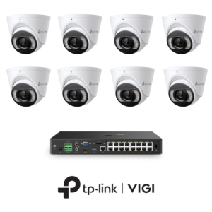 TP-Link VIGI InSight VIGIPROAIO5MPIPCCTVKIT4 - Includes 1 * VIGI NVR2016H-16MP (Without HDD) + 8 * VIGI InSight S455 5MP Active-Deterrence AI Smart-Dual-Light Turret Cameras with 2-Way Audio