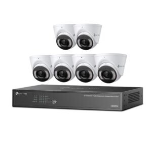 TP-Link VIGI NK8MP-T6425-2T CCTV Kit - Includes 1 * 8CH 8x PoE NVR with 2TB HDD + 6 * 4MP Smart-Dual-Light Full-Colour Active-Deterrence 2-Way Audio Weatherproof Eyeball Turret Cameras