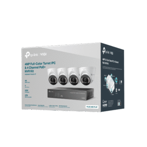TP-Link VIGI NK4P-T4425-2T Boxed CCTV Kit - Includes 1 * 4CH 4x PoE NVR with 2TB HDD + 4 * 4MP Smart-Dual-Light Full-Colour Active-Deterrence 2-Way Audio Weatherproof Eyeball Turret Cameras