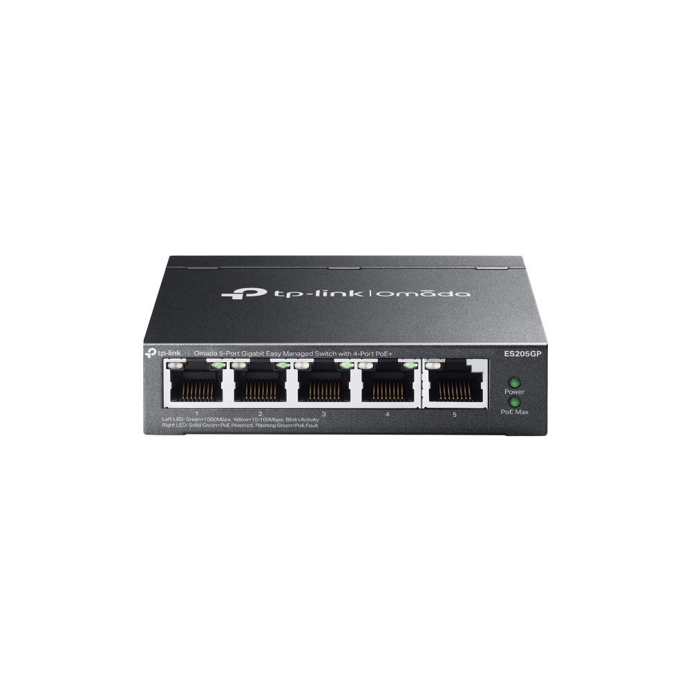 TP-Link Omada ES205GP 5-Port Gigabit Ethernet Easy Managed Network Switch with 4 * GbE PoE+ Ports + 1 * GbE LAN Port - 65w PoE Power Output - Centralized Cloud Management Via Web OR Omada App