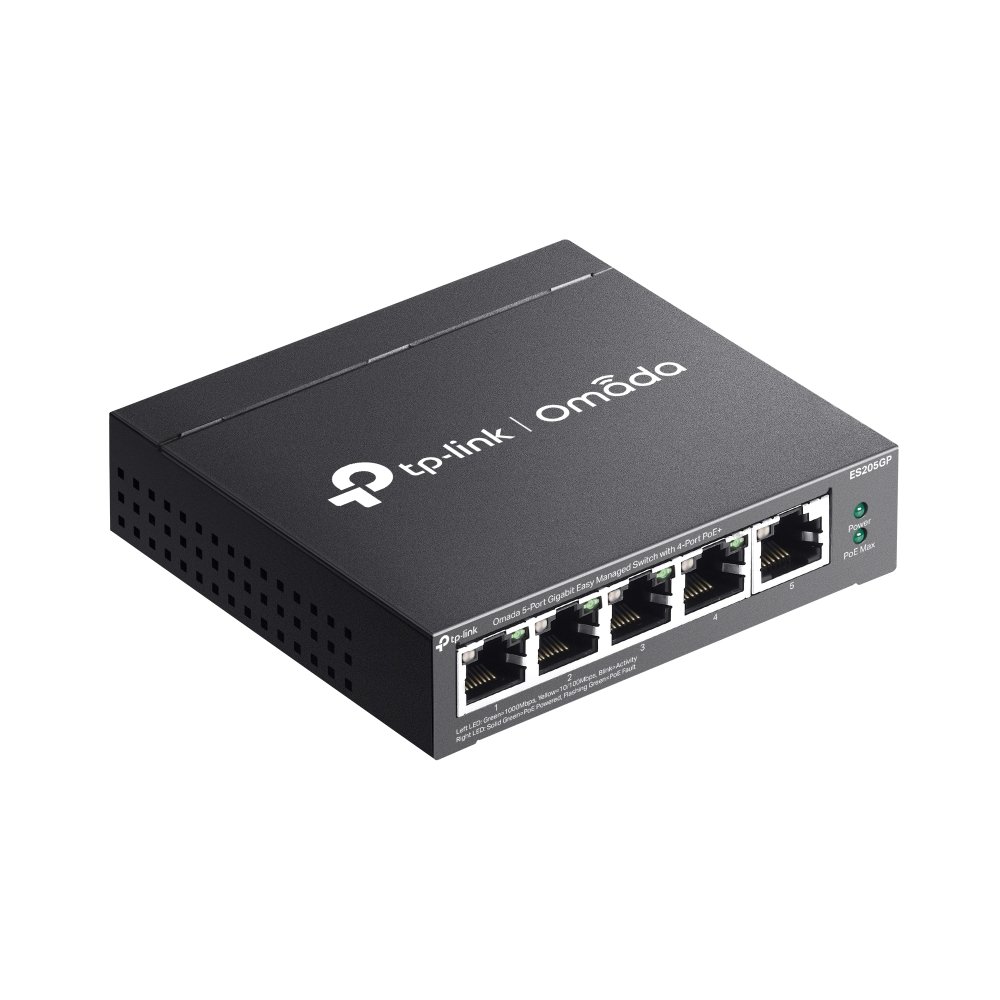 TP-Link Omada ES205GP 5-Port Gigabit Ethernet Easy Managed Network Switch with 4 * PoE+ Ports + 1 * GbE LAN Port - 65w PoE Power Output - Centralized Cloud Management Via Web OR Omada App