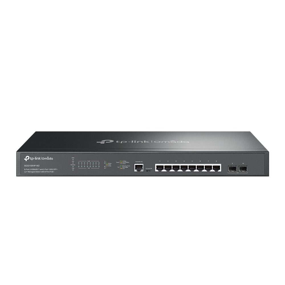 TP-Link Omada SG3210XHP-M2 8-Port 2.5GBASE-T and 2-Port 10GE SFP+ L2+ Managed Network Switch with 8-Port PoE+ Ports - 240w PoE Power - Centralized Cloud Management Via Web OR Omada App