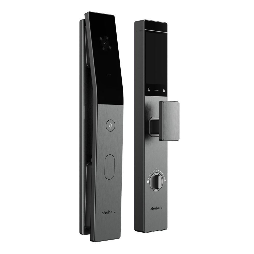 Akubela Smart-Lock SL60 AI Battery-Powered WiFi Face-Recognition Biometrics Smart-Lock - Multiple Opening Methods - Built-in 4MP HD Camera + Motion Detector - Built-in Doorbell - Integrable with Smart Home Systems