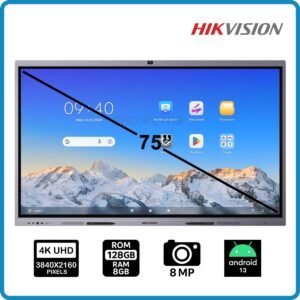 Hikvision DS-D5C75RB/B WonderHub Ultra Series 75" 4K Resolution Smart Interactive Touchscreen Display - Android 14 - Built-in 4K Camera - WiFi - Built-in Mic + Speaker For Video Conferencing - Supports Mirroring to Phones & Windows